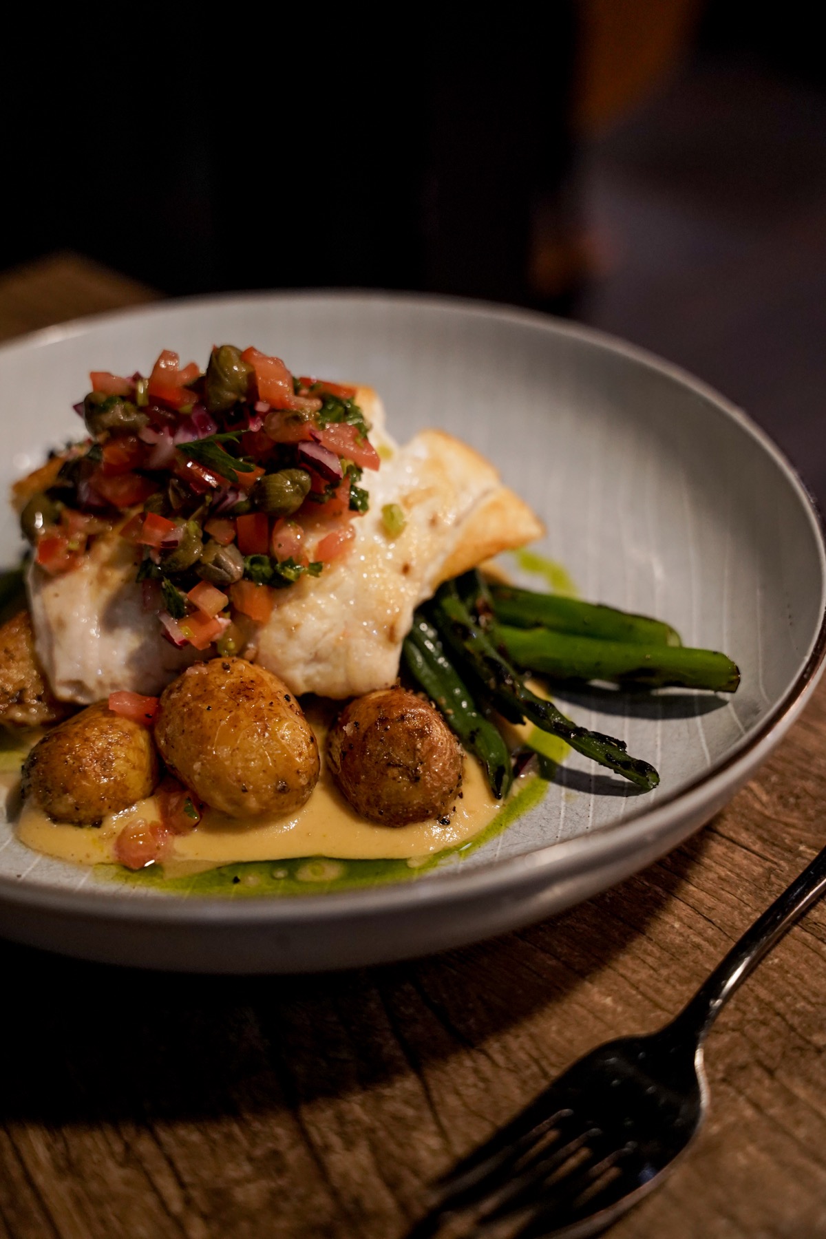 Plated fish dish