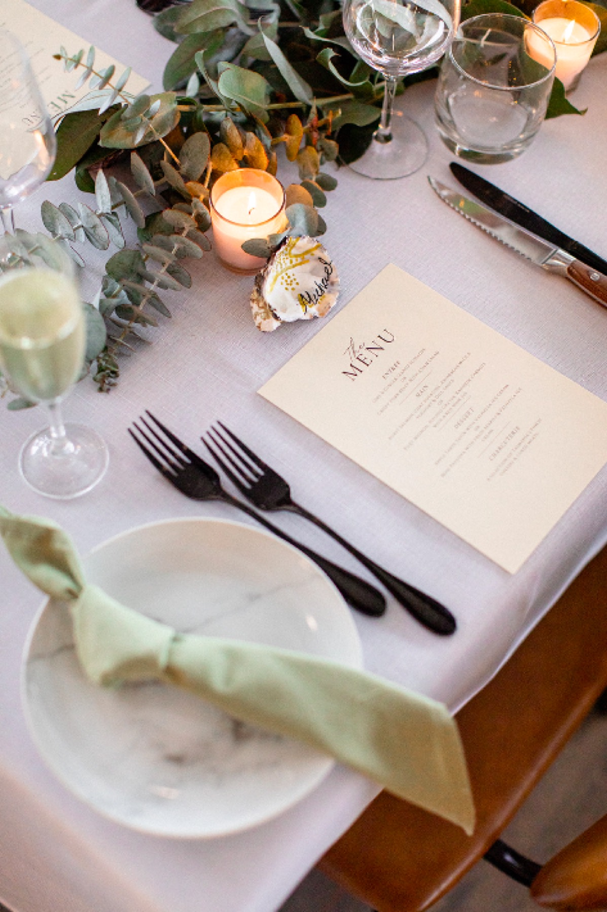 Wedding table setting at The Wharf
